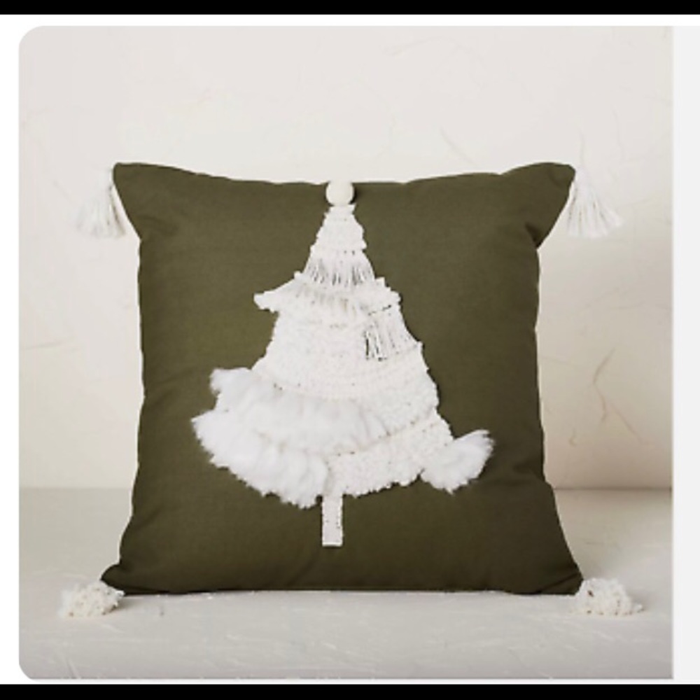 Fringed Christmas Tree with Pom-Poms Square Throw Pillow - Opalhouse